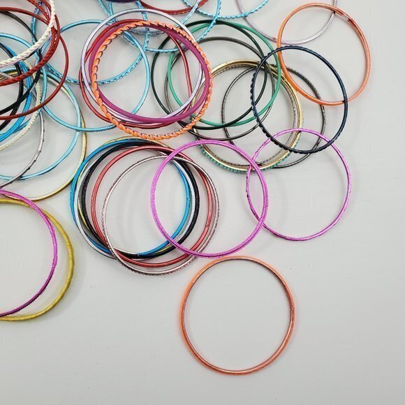 Bangle Lot 118 100+ Bracelet Thin Rainbow Mixed Sm - Picture 4 of 5